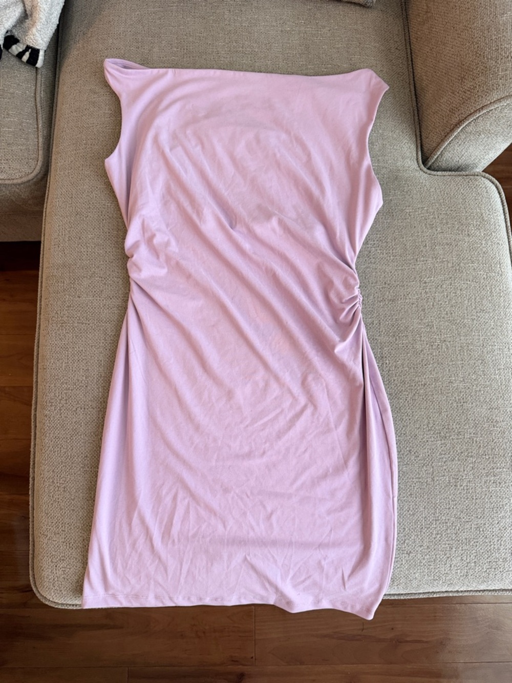 Sleeveless Lilac Mini Dress with Side Ruching - Women